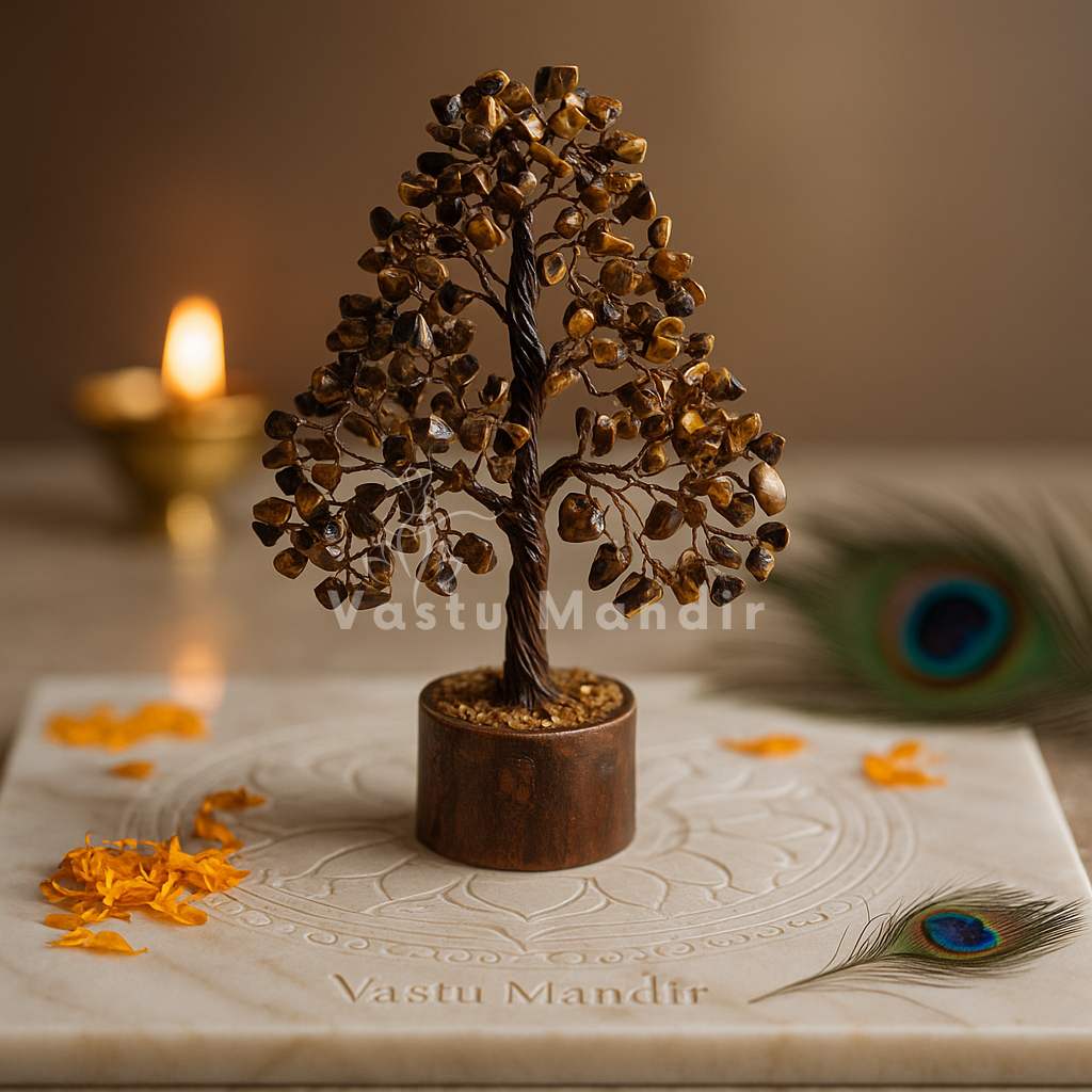 Premium Pyrite Vastu Tree (600 Beads, 12 Inch) for Action, Willpower, and Supreme Financial Defense | Vastu Crystal Tree for Business Success By Vastu Mandir