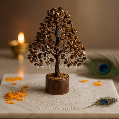 Premium Pyrite Vastu Tree (600 Beads, 12 Inch) for Action, Willpower, and Supreme Financial Defense | Vastu Crystal Tree for Business Success By Vastu Mandir