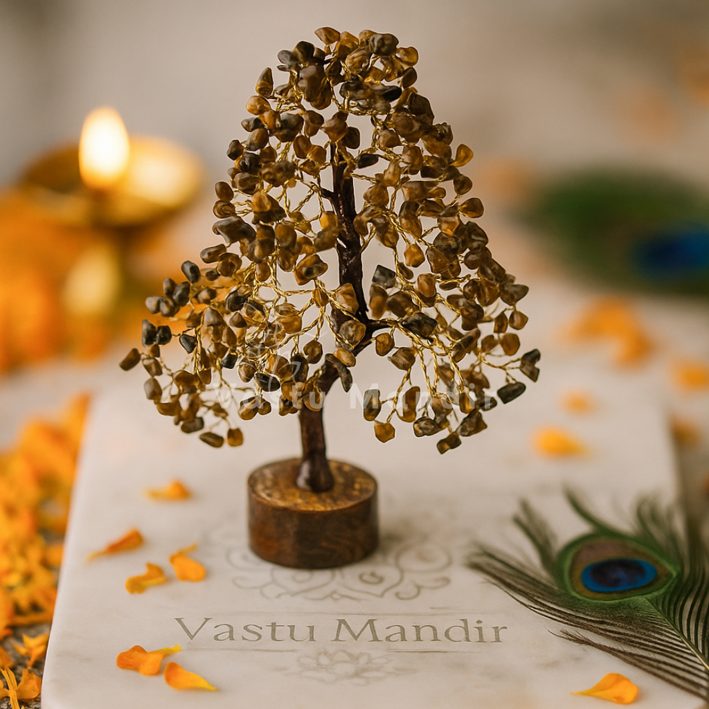 Premium Pyrite Vastu Tree (600 Beads, 12 Inch) for Action, Willpower, and Supreme Financial Defense | Vastu Crystal Tree for Business Success By Vastu Mandir