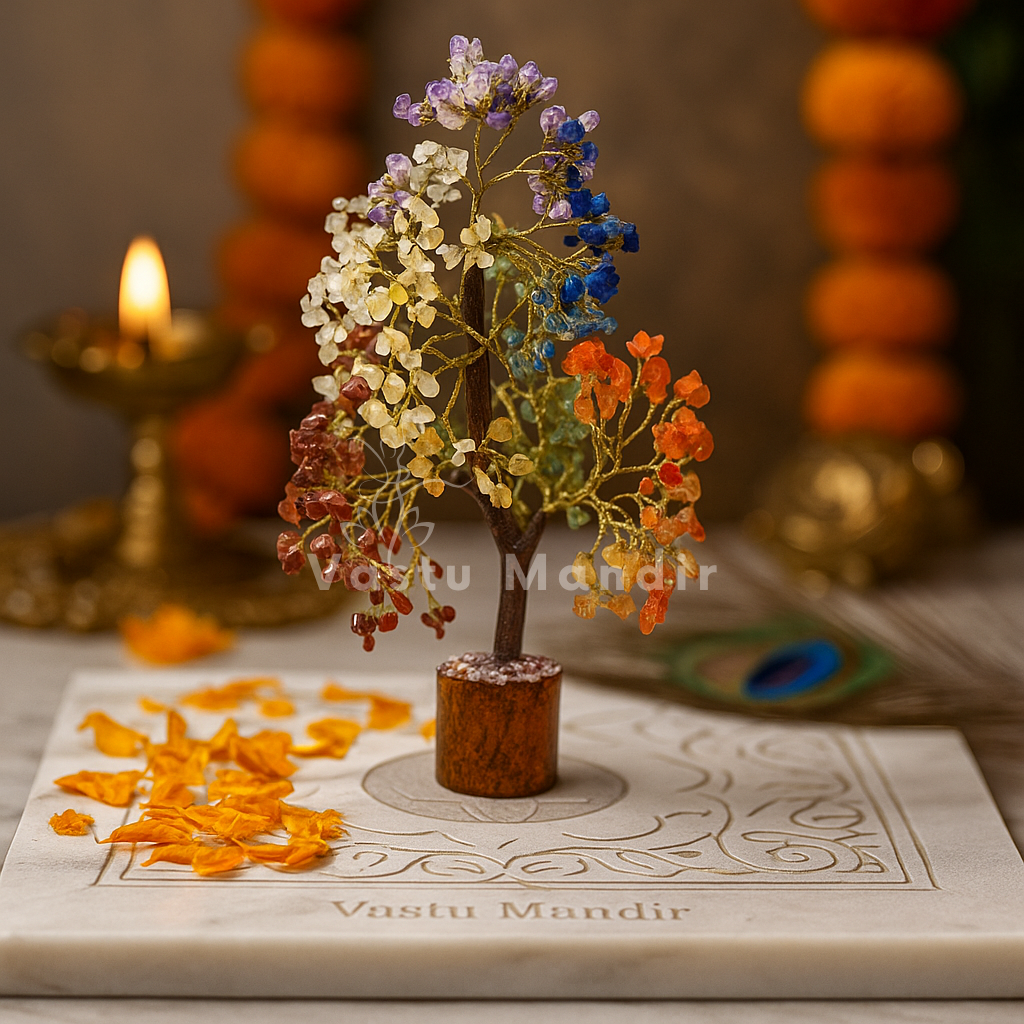 Premium 7 Chakra Vastu Tree (600 Beads, 12 Inch) for Complete Energy Alignment, Harmony, and Wellness | Holistic Healing Crystal Tree By Vastu Mandir