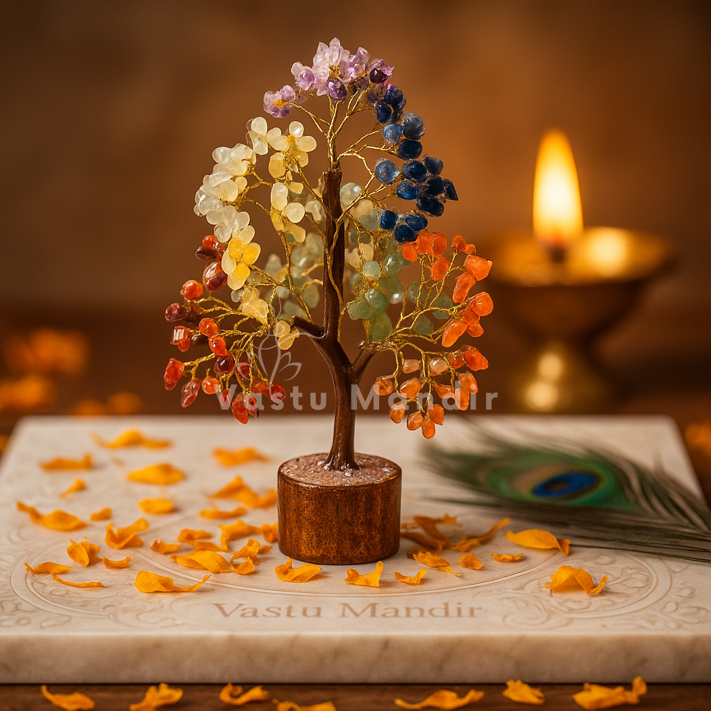 Premium 7 Chakra Vastu Tree (600 Beads, 12 Inch) for Complete Energy Alignment, Harmony, and Wellness | Holistic Healing Crystal Tree By Vastu Mandir