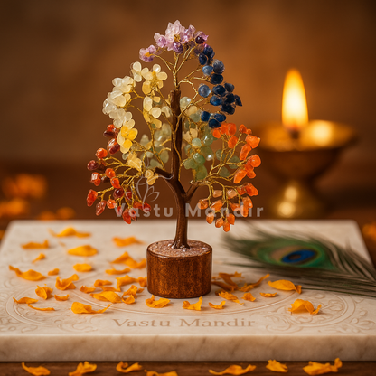 Premium 7 Chakra Vastu Tree (600 Beads, 12 Inch) for Complete Energy Alignment, Harmony, and Wellness | Holistic Healing Crystal Tree By Vastu Mandir