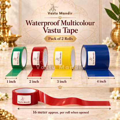 Vastu Waterproof Multicolor Tape – Vastu Remedy for Entrance & Toilet Defects | Ideal for Quick Zone Corrections | 1-4 Inch Wide Options | 16 Meter | 2 Rolls