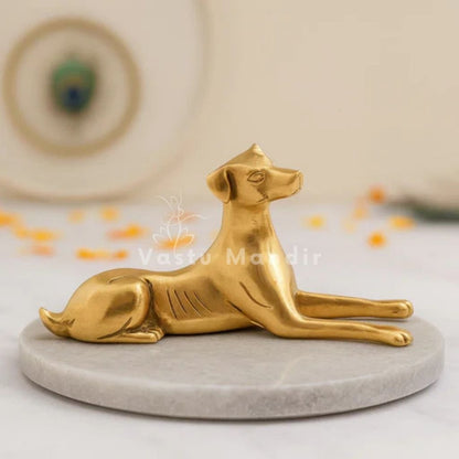 Brass Dog Idol Vastu Remedy for Protection, Loyalty and Security Energy for Home and Office | 11.5 x 23 cm | 0.990 kg