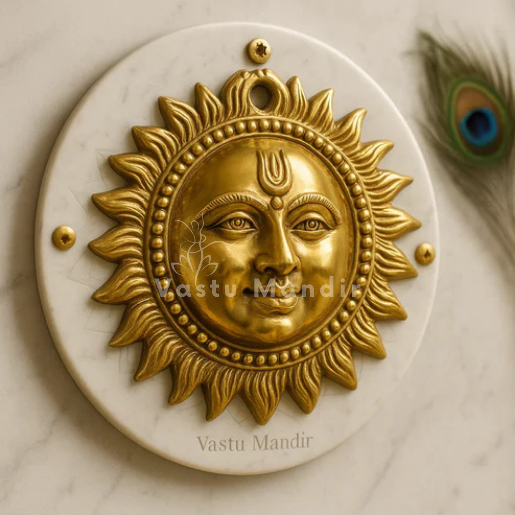 Premium Vastu Sun 100% Pure Brass Statue Idol, Wall Decorative Showpiece for Home, Office and Gifting by Vastu Mandir
