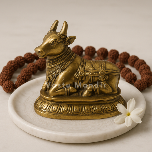 Nandi Bull 100% Pure Brass Statue Idol Decorative Showpiece for Home, Office and Gifting by Vastu Mandir