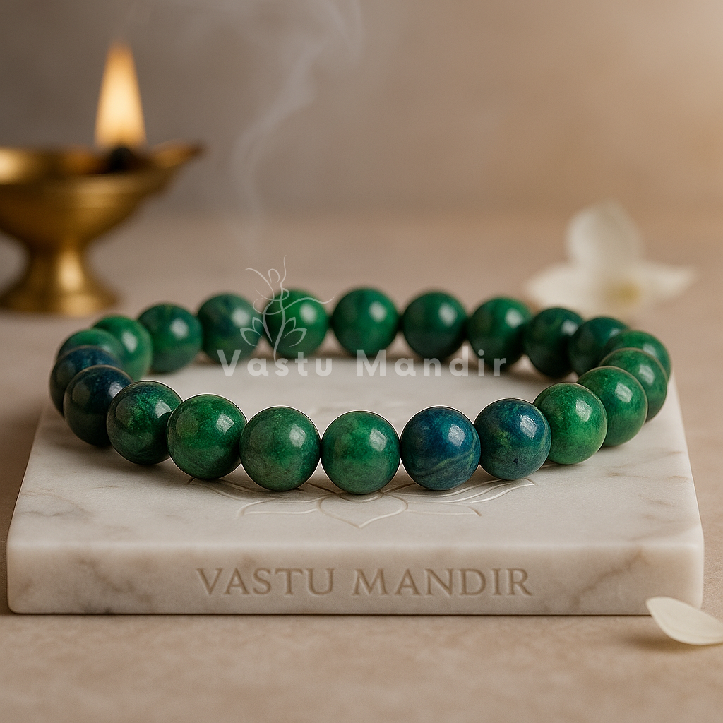 Natural Azurite Crystal Bracelet – Vastu Remedy for Intuitive Clarity & Emotional Balance | 8mm Beads