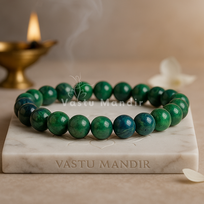 Natural Azurite Crystal Bracelet – Vastu Remedy for Intuitive Clarity & Emotional Balance | 8mm Beads