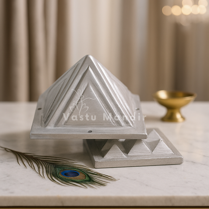 Premium Finish 100% Pure Aluminium Pyramid in 2 Layers, Health & Wealth Home Entrance, Main Door, Kitchen for Balance Positive Energy By Vastu Mandir