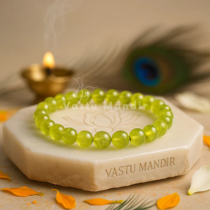 Natural Peridot Crystal Bracelet – Vastu Remedy for Abundance, Growth & Heart Opening | 8mm Beads