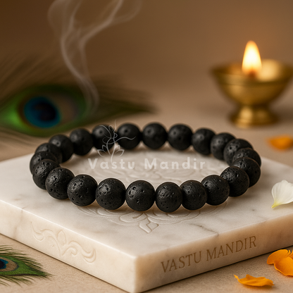Pure Natural Volcanic Lava Mala Bracelet (8mm), Vastu Remedy for Rebirth, Energy & Emotional Balance