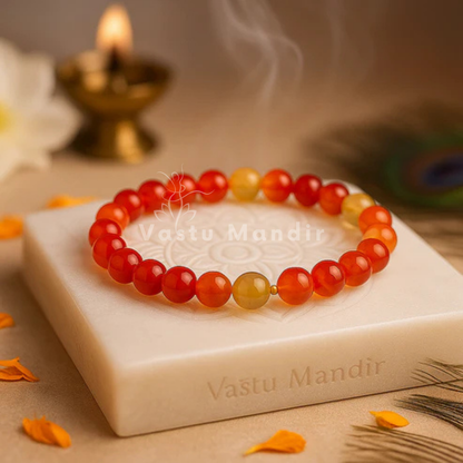 Premium Natural Red Agate 8mm Bracelet — Vastu Remedy for Strength, Courage & Emotional Balance