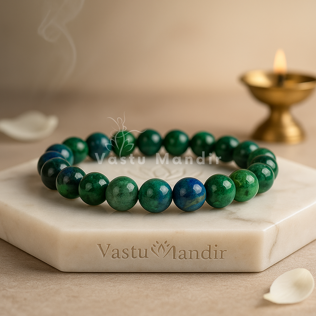 Natural Azurite Crystal Bracelet – Vastu Remedy for Intuitive Clarity & Emotional Balance | 8mm Beads