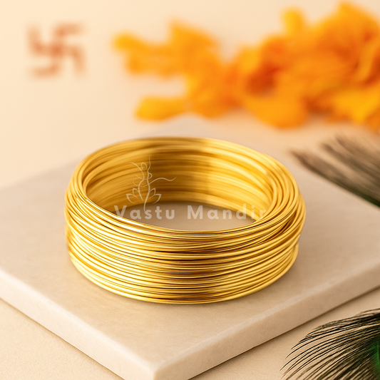 Premium Brass Wire Vastu Remedy for Southwest Installation (2mm & 4mm) - Earth Element Conductor Wire for Relationship Remedies, Financial Stability & Entrance Threshold Vastu Balancing by Vastu Mandir