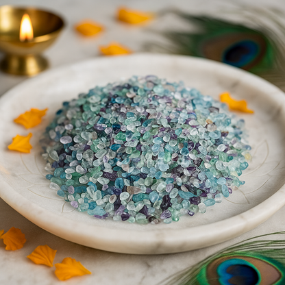 Fluorite Crystal Chips – Vastu Remedy for Study Focus | Aura Cleansing Peace | 100g / 500g / 1kg