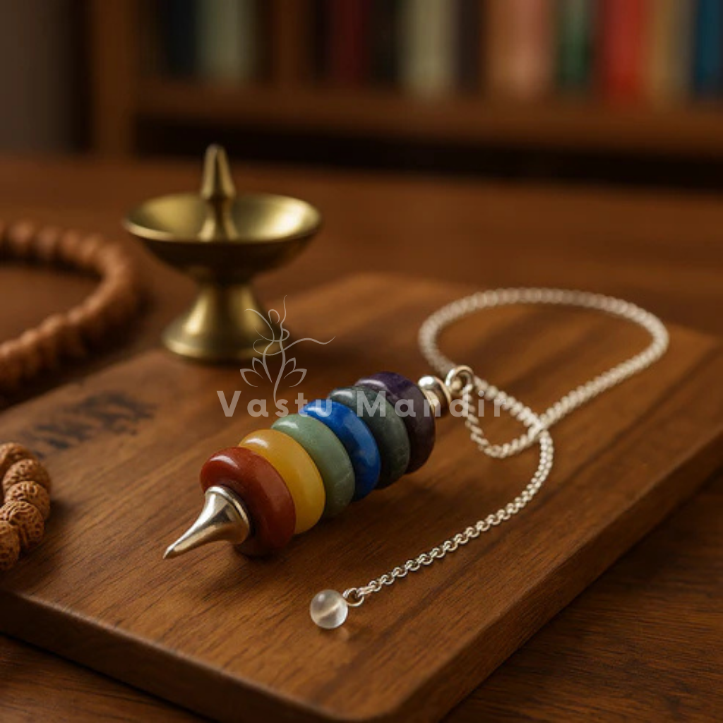 7 Chakra Crystal Dowsing Pendulum — Vastu, Reiki & Energy Diagnosis Gem Tool | Vastu Mandir