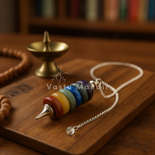 7 Chakra Crystal Dowsing Pendulum — Vastu, Reiki & Energy Diagnosis Gem Tool | Vastu Mandir