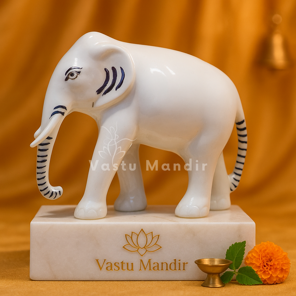 Brass White Elephant Idol Vastu Remedy for Wisdom, Royal Energy and Prosperity for Home, Office and Gifting | 18 x 5.5 x 14 cm | 1.3 kg