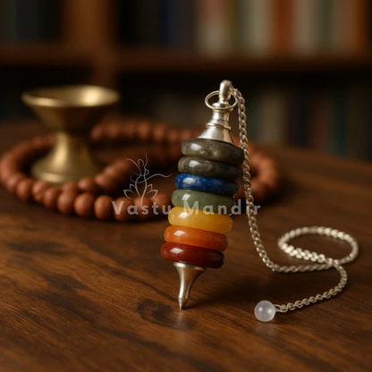 7 Chakra Crystal Dowsing Pendulum — Vastu, Reiki & Energy Diagnosis Gem Tool | Vastu Mandir
