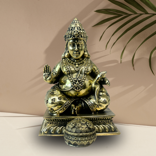 lord dhan kuber statue, brass kuber ji idol, vastu metal idols, kuber statue for home and office, home decoration items, vastu mandir idols, pure brass metal idols for positive energy