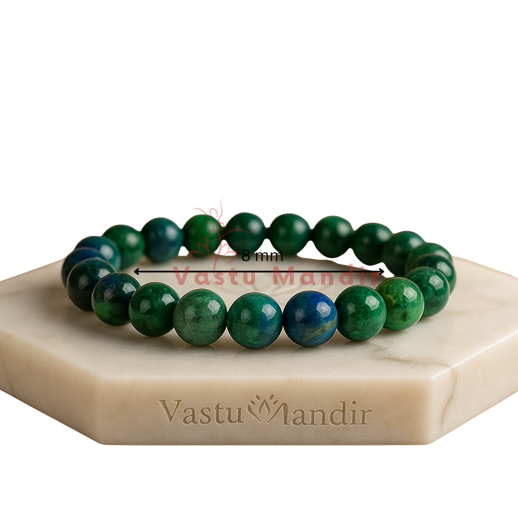 Natural Azurite Crystal Bracelet – Vastu Remedy for Intuitive Clarity & Emotional Balance | 8mm Beads