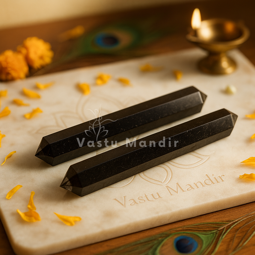 Premium Black Tourmaline Vastu Pencil for Strong Energy Shielding, Instant Space Cleansing, and Vastu Dosh Correction | Negative Energy Remover By Vastu Mandir (3-4 Inch)
