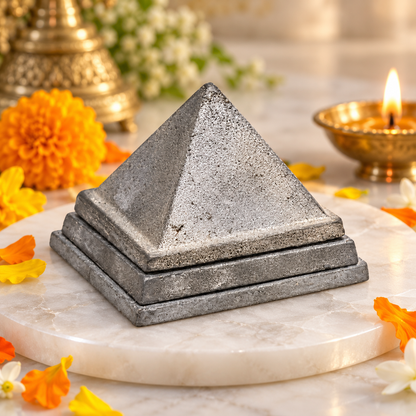 3-Layer Lead Metal Pyramid Vastu Remedy for South West Direction Correction, Health Stability and Wealth Support for Entrance, Kitchen and Home Energy Balance | 7.5 x 7.5 x 5.8 cm | 950 g