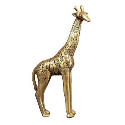 vastu mandir giraffe, vastu brass idol, brass items, premium giraffe statue in brass metal idol for vastu, home decor, table showpiece