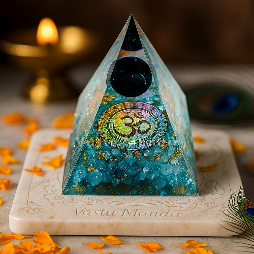 Premium blue-green crystal sphere designed to attract positive social network and professional gains.

