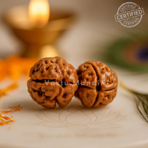 X-Ray Verified 2 Mukhi Rudraksha – Vastu Remedy for Marital Harmony & Relationship Unity | Ideal for South-West Couples Zones