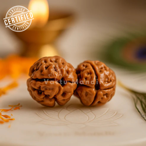 Authentic 2-Mukhi Rudraksha for Emotional Peace & Partnership — Vastu Mandir
