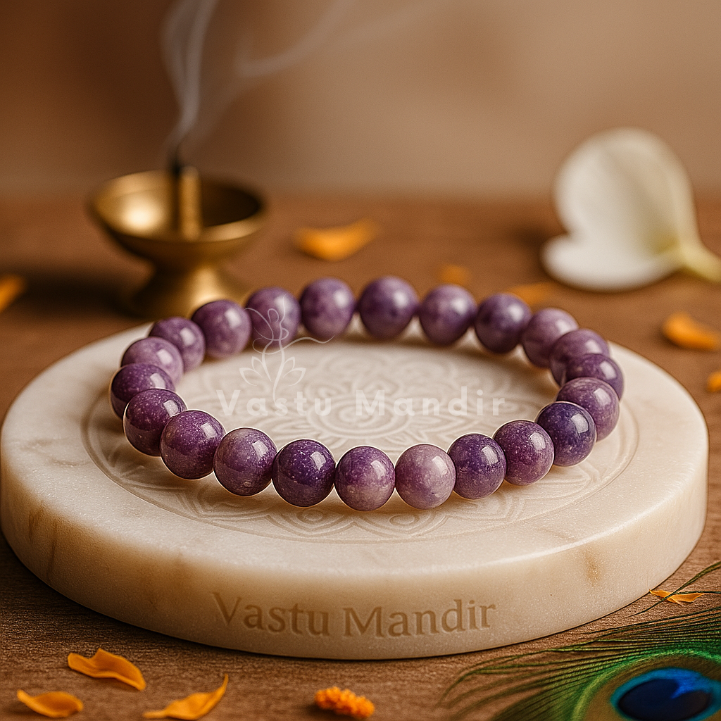 Premium Natural Lepidolite 8mm Bracelet, Vastu Remedy for Anxiety Relief, Emotional Balance & Peace