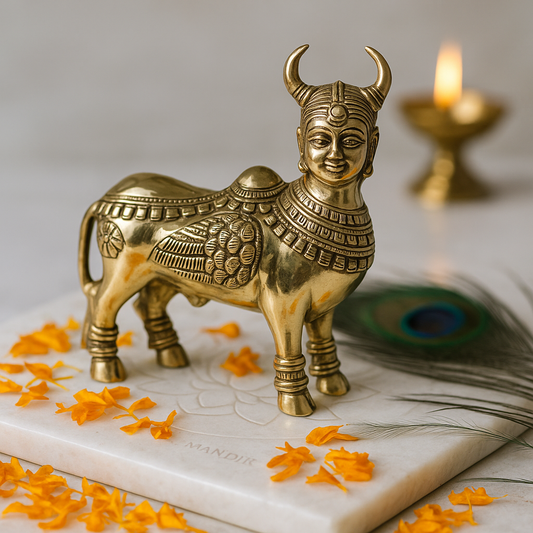 Kamdhenu Cow 100% Pure Brass Statue Idol Decorative Showpiece for Home, Office and Gifting by Vastu Mandir