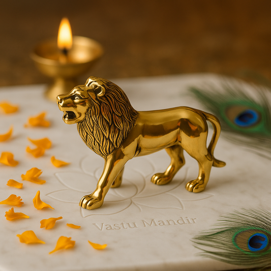 Lion 100% Pure Brass Statue Idol Decorative Showpiece for Home, Office and Gifting by Vastu Mandir