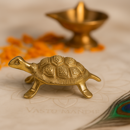 Brass Turtle for Vastu | 4 Inch Feng Shui Brass Tortoise Showpiece for Wealth, Health & Longevity by Vastu Mandir
