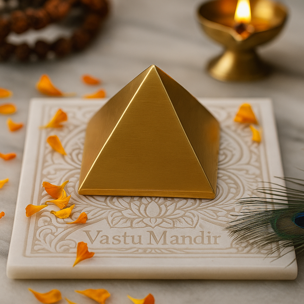 Premium Hollow Brass Pyramid – 100% Pure Brass Vastu Corrector for Home, Office & Spiritual Healing by Vastu Mandir