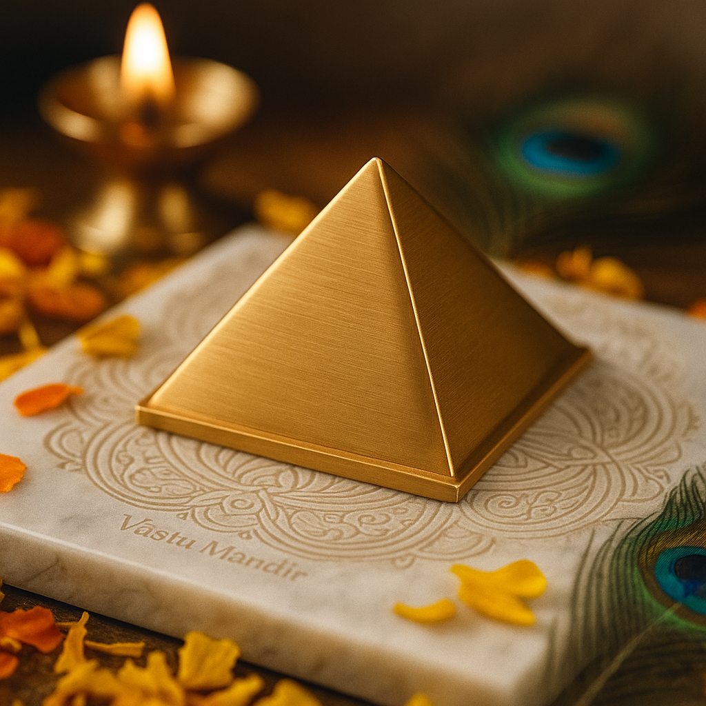 Premium Hollow Brass Pyramid – 100% Pure Brass Vastu Corrector for Home, Office & Spiritual Healing by Vastu Mandir