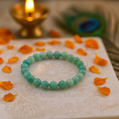 Amazonite bead bracelet – calming crystal jewelry by Vastu Mandir