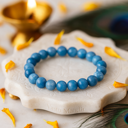 Premium Aquamarine 8 mm elastic bracelet for stress relief