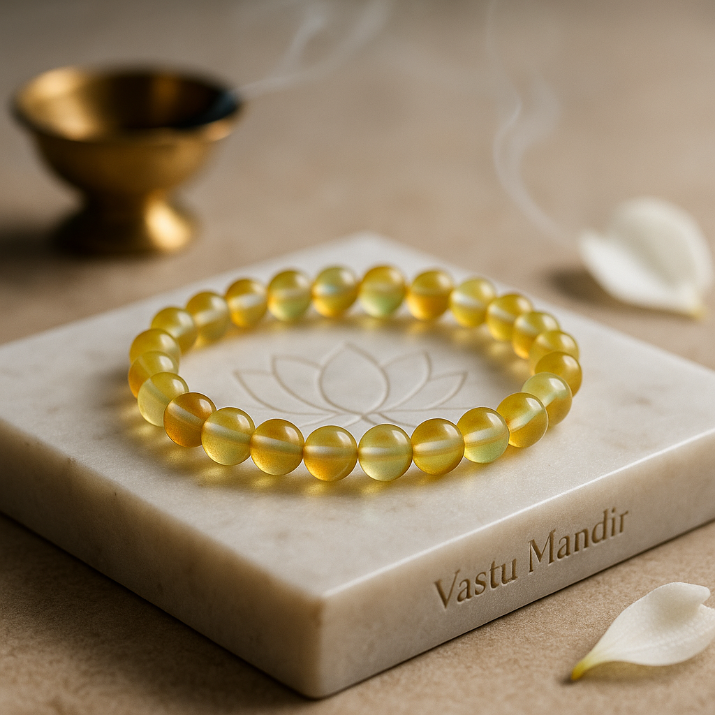 Radiant yellow aura-treated quartz bracelet, 8mm polished beads for uplift.