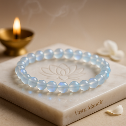 White Aura Quartz 8mm bead bracelet with iridescent sheen