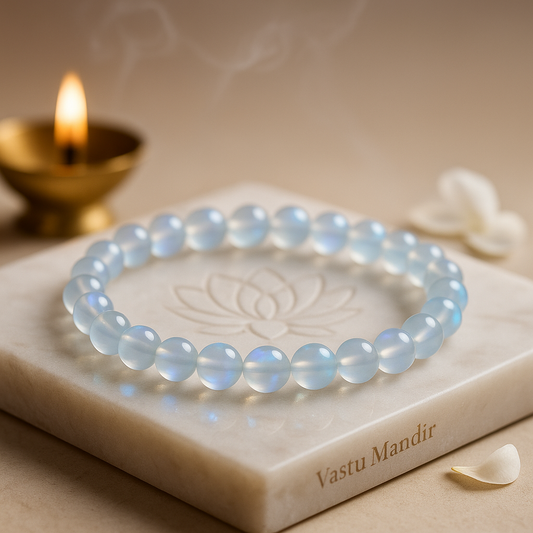 White Aura Quartz 8mm bead bracelet with iridescent sheen
