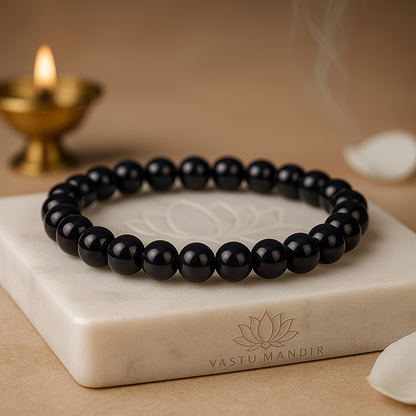 Hydro black tourmaline crystal bracelet, smooth 8 mm beads