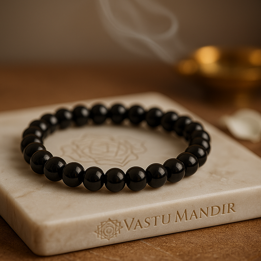 Black Tourmaline Hydro 10mm bead bracelet on elastic, protection stone