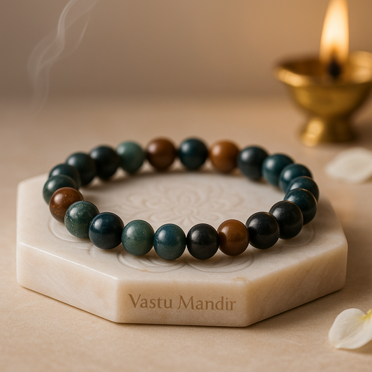 Bloodstone 8mm bead bracelet, polished green-red natural stones