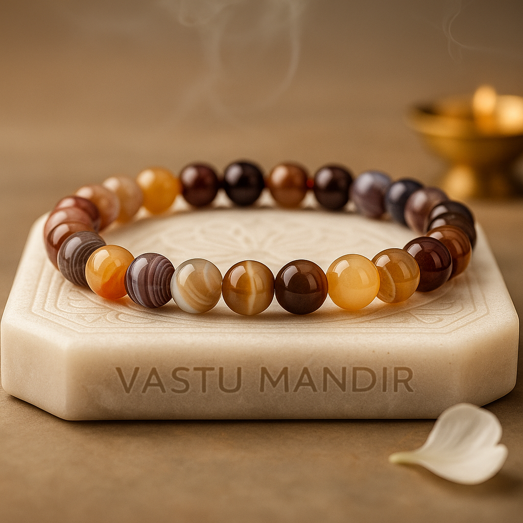 Natural Botswana Agate crystal bracelet 8mm on elastic cord