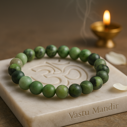 Chrysoprase 8mm bead bracelet in natural green tones