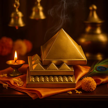 Premium Finish 100% Pure Brass Pyramid in 3-Layers | Improve Health & Wealth, Home Entrance, Main Door, Kitchen for Balance Positive Energy By Vastu Mandir