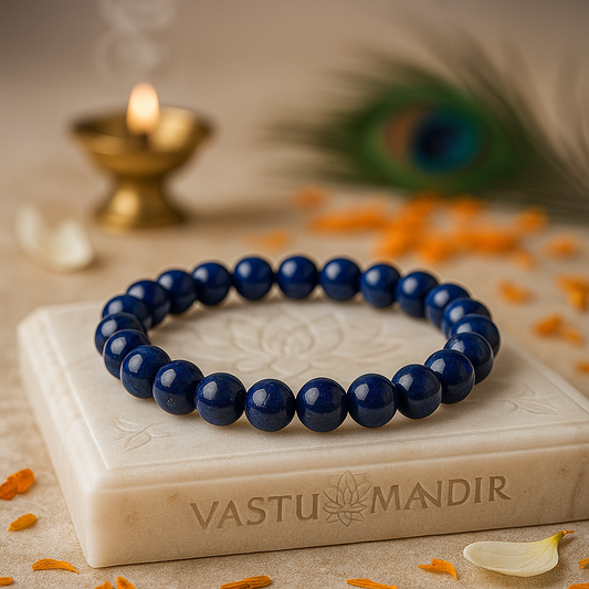 Pure Natural Lapis Lazuli Mala Bracelet (8mm) for Mental Clarity, Confidence & Spiritual Growth