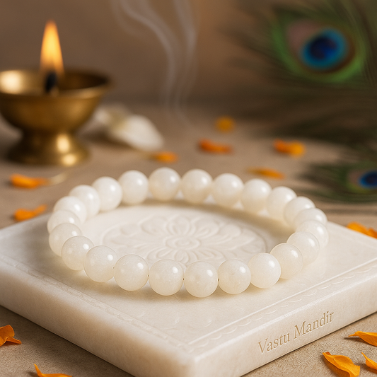 natural white moonstone 8mm crystal bead bracelet for intuition and new beginnings

